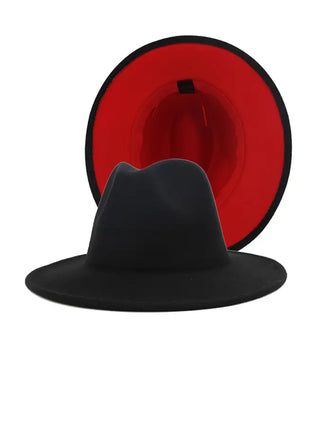 Black/Red Bottom Fedora Hat - Exquisite Styles Boutique