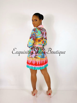 Elise Scarf Print Skirt Set - Exquisite Styles Boutique