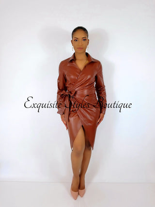 Wrap Me Up Leather Dress - Exquisite Styles Boutique