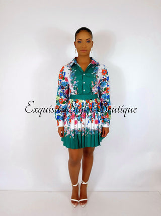 Stephanie Floral Pleated Dress - Exquisite Styles Boutique