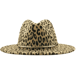 Beige Leopard Fedora Hat