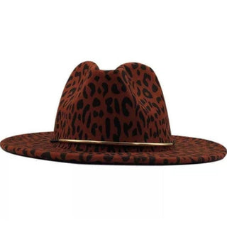 Burgundy Leopard Fedora Hat