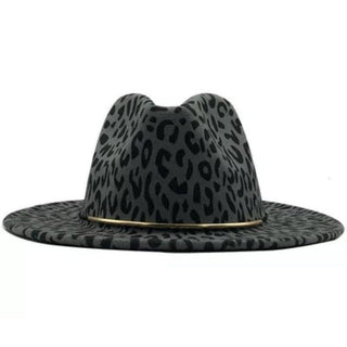 Dark Grey Leopard Fedora Hat