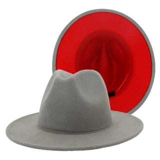 Grey/Red Bottom Fedora Hat