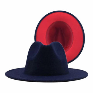 Navy/Red Bottom Fedora Hat - Exquisite Styles Boutique
