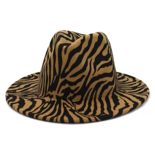 Khaki Zebra Fedora Hat