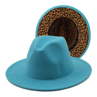 Ocean Blue/Leopard Bottom Fedora Hat