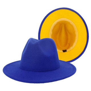 Royal Blue/Yellow Bottom Fedora Hat
