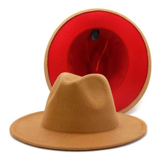 Tan/Red Bottom Fedora Hat