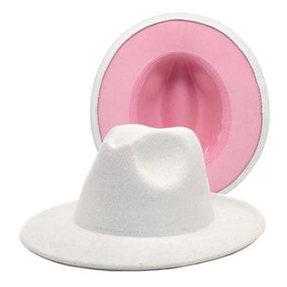 White/Pink Bottom Fedora Hat